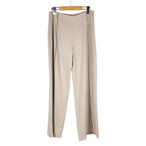 H Halston High Rise Wide Leg Dress Pant Tan Minimalist Old Money Size 6